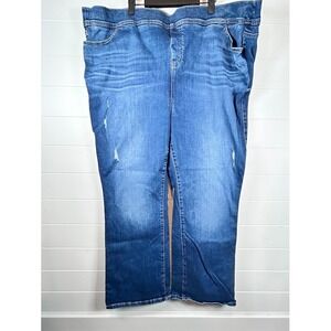 Torrid Lean Jean Slim Boot Stretch Denim Pull-On Distressed Blue‎ Women 5R (28W)